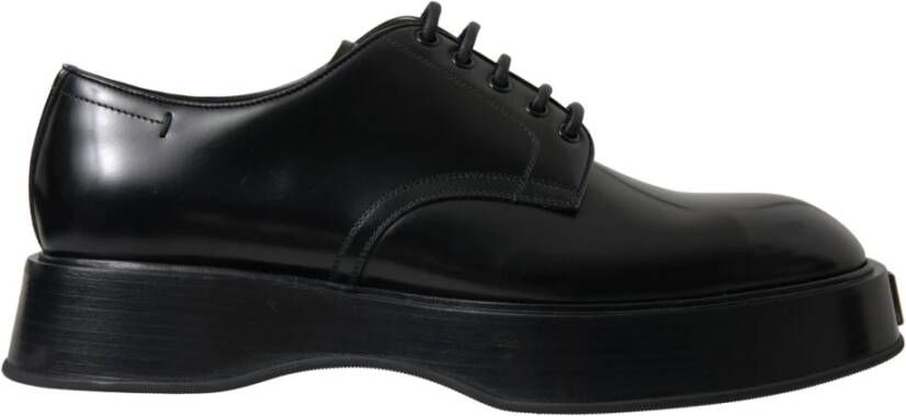 Dolce & Gabbana Zwarte leren veterschoenen Black Heren