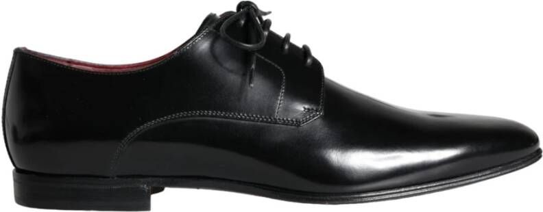 Dolce & Gabbana Zwarte Kalbslederen Derby Jurkschoenen Black Heren