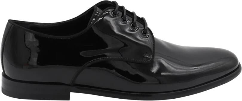 Dolce & Gabbana Zwarte Leren Veterschoenen Black Heren