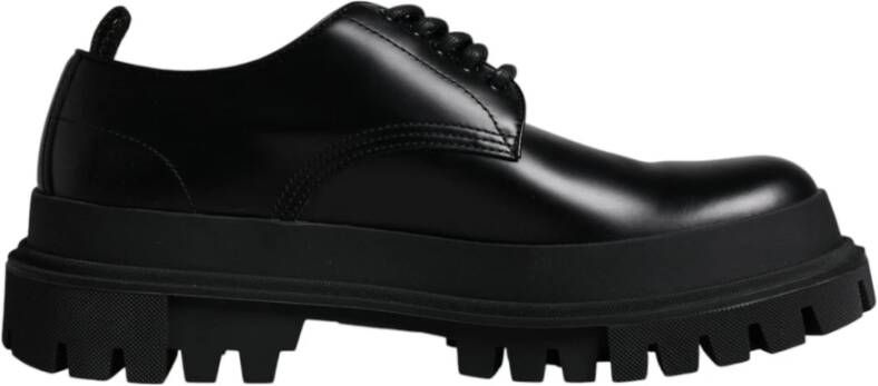 Dolce & Gabbana Zwarte Leren Veterschoenen Black Heren