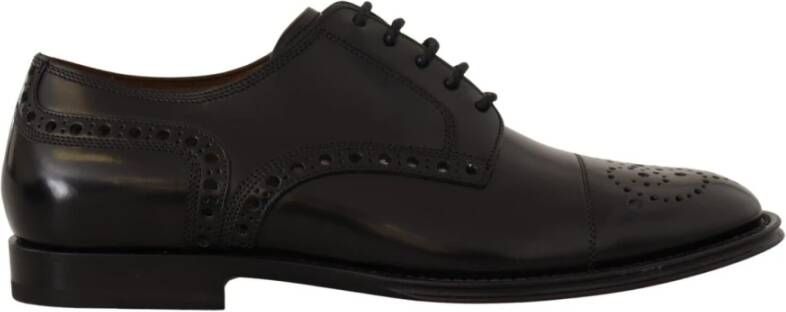 Dolce & Gabbana Zwarte Leren Wingtip Formele Schoenen Black Dames