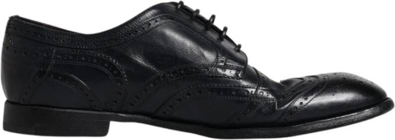 Dolce & Gabbana Zwarte leren Wingtip Formele Schoenen Black Heren