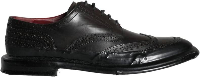 Dolce & Gabbana Zwarte Leren Wingtip Oxford Schoenen Black Heren