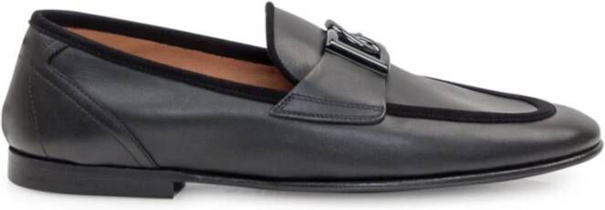 Dolce & Gabbana Loafers met Velvet Perimeter en DG Plaque Black Heren