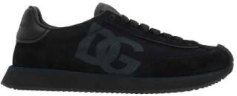 Dolce & Gabbana Zwarte Mesh & Suède Low-Top Sneakers Black Dames