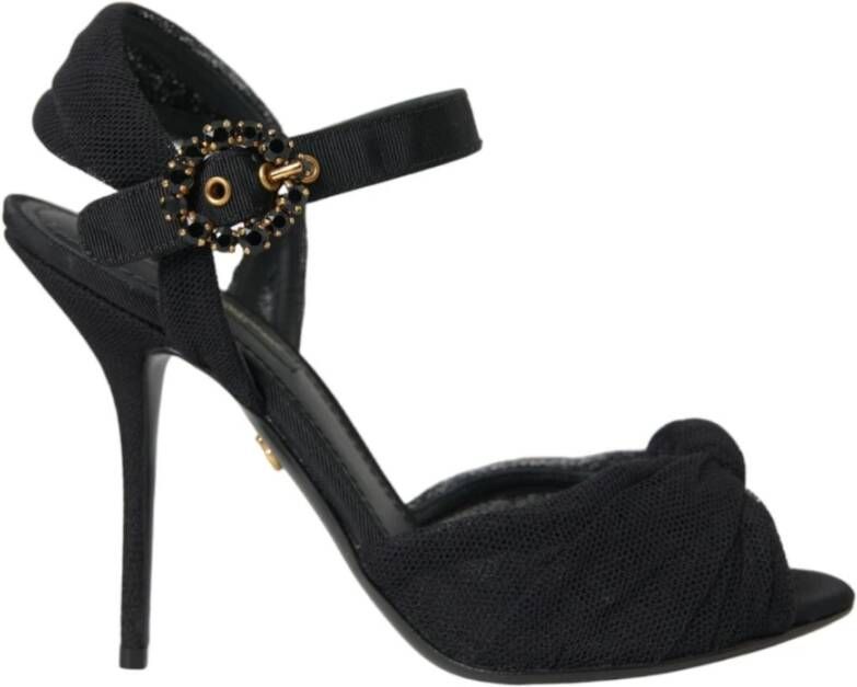 Dolce & Gabbana Zwarte Mesh Enkelband Hakken Black Dames