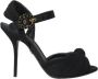 Dolce & Gabbana Zwarte Tule Stretch Enkelband Sandalen Black Dames - Thumbnail 1