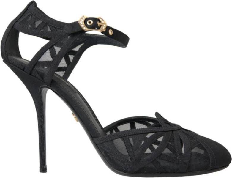 Dolce & Gabbana Zwarte Mesh Hoge Hak Sandalen Black Dames