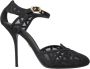 Dolce & Gabbana Zwarte Mesh Hoge Hak Sandalen Black Dames - Thumbnail 1