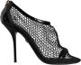 Dolce & Gabbana Zwarte Mesh Leren Enkelband Hakken Black Dames - Thumbnail 1