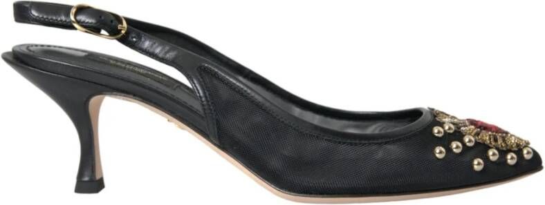 Dolce & Gabbana Zwarte Mesh Slingback Hakken Black Dames