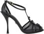 Dolce & Gabbana Zwarte Mesh T-Strap Hoge Hak Sandalen Black Dames - Thumbnail 1