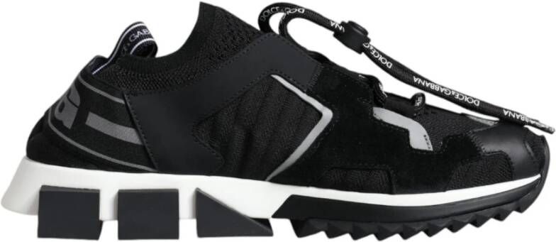 Dolce & Gabbana Zwarte Mesh Trekking Sneakers met Geribbelde Zool Black Dames