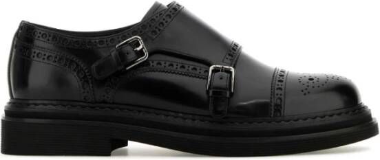 Dolce & Gabbana Zwarte Monk Strap Leren Schoenen Black Heren