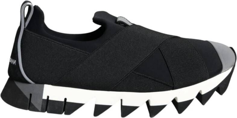 Dolce & Gabbana Zwarte Neopreen Lage Sneakers Black Dames