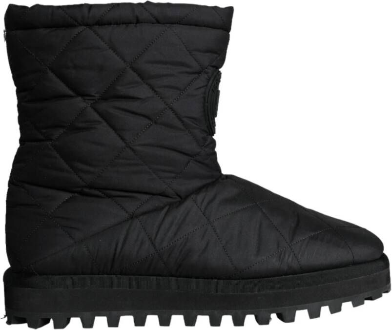 Dolce & Gabbana Zwarte Nylon Gevoerde Mid Calf Laarzen Black Dames