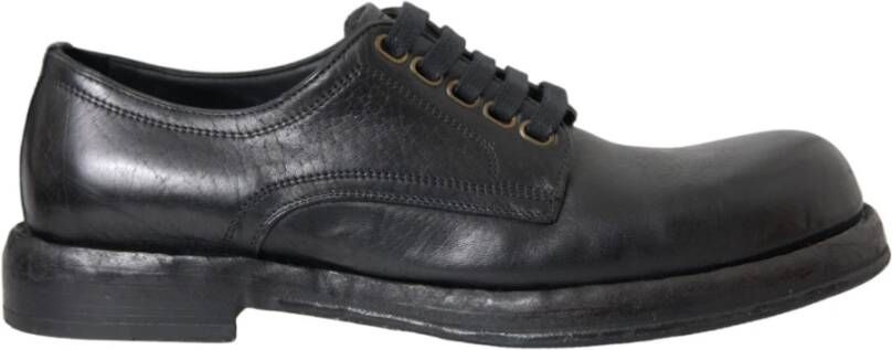 Dolce & Gabbana Zwarte Paardenleren Derby Heren Schoenen Black Heren