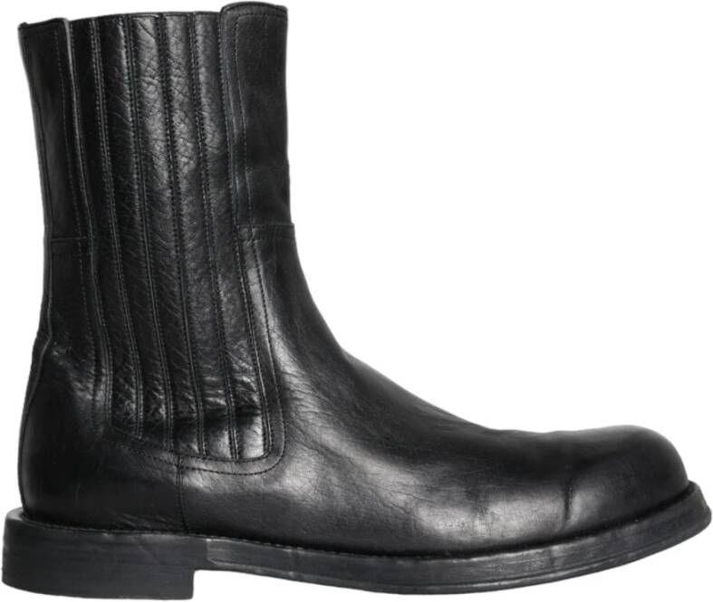 Dolce & Gabbana Zwarte Paardenleren Mid Calf Laarzen Black Heren