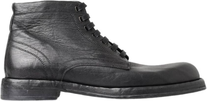 Dolce & Gabbana Zwarte Paardenleren Veterschoen Black Heren