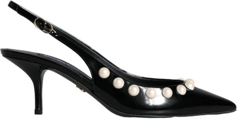 Dolce & Gabbana Zwarte Pearl Heel Slingback Schoenen Black Dames