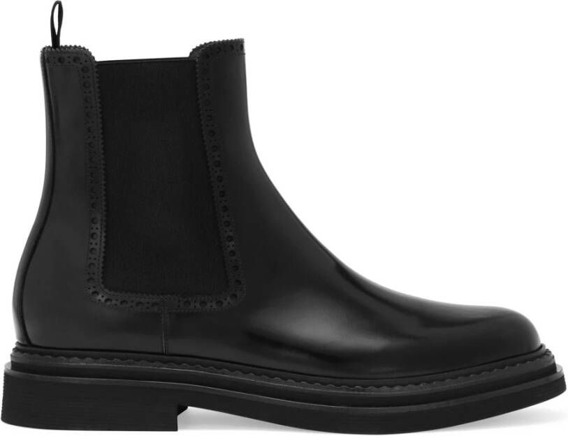 Dolce & Gabbana Zwarte platte schoenen Geborstelde enkellaars Black Heren