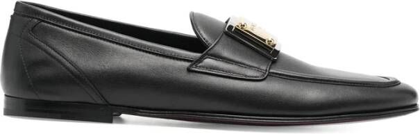 Dolce & Gabbana Loafers met Velvet Perimeter en DG Plaque Black Heren