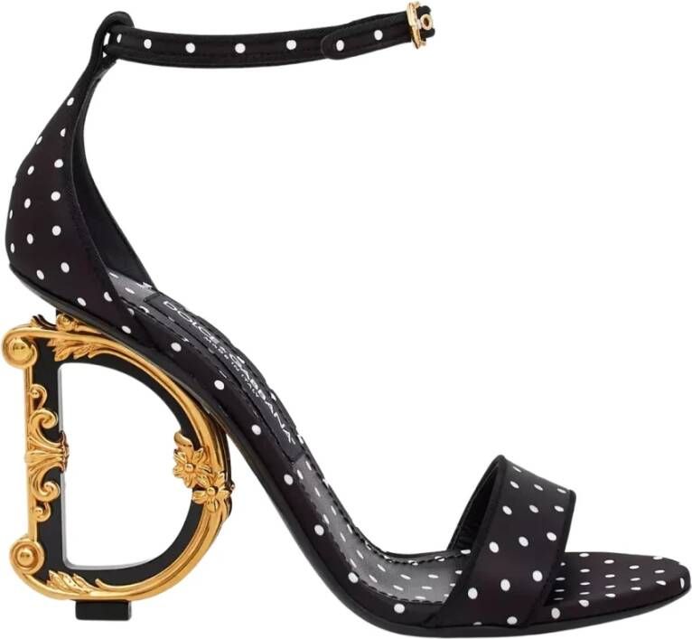 Dolce & Gabbana Zwarte Polka Dot Hoge Hak Sandalen Black Dames