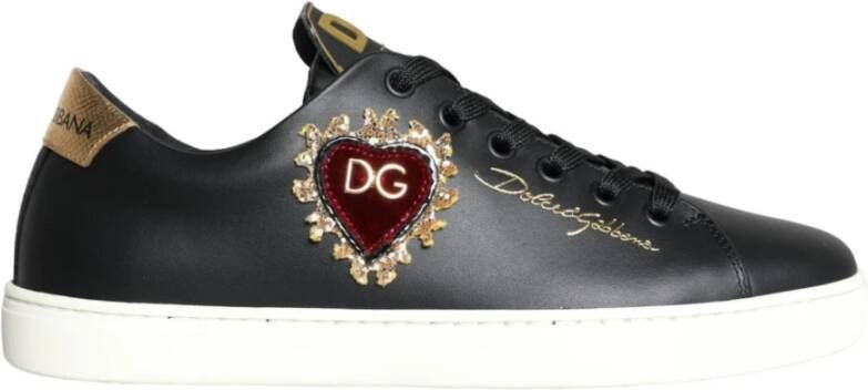 Dolce & Gabbana Zwarte Sacred Heart Studded Sneakers Black Dames