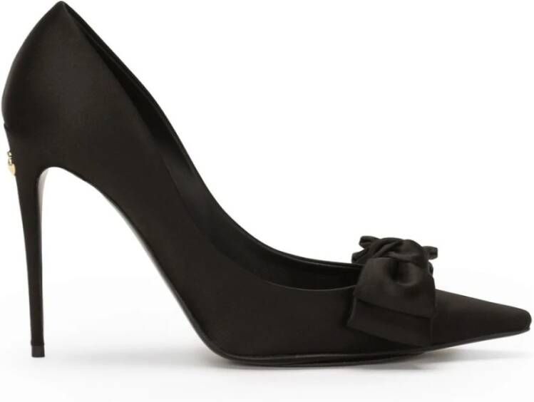 Dolce & Gabbana Zwarte Satijnen Stilettohak met Strik Black Dames