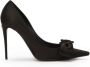 Dolce & Gabbana Zwarte Satijnen Stilettohak met Strik Black Dames - Thumbnail 1