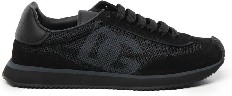 Dolce & Gabbana Zwarte Sneakers met Logoed Tongue Black Heren