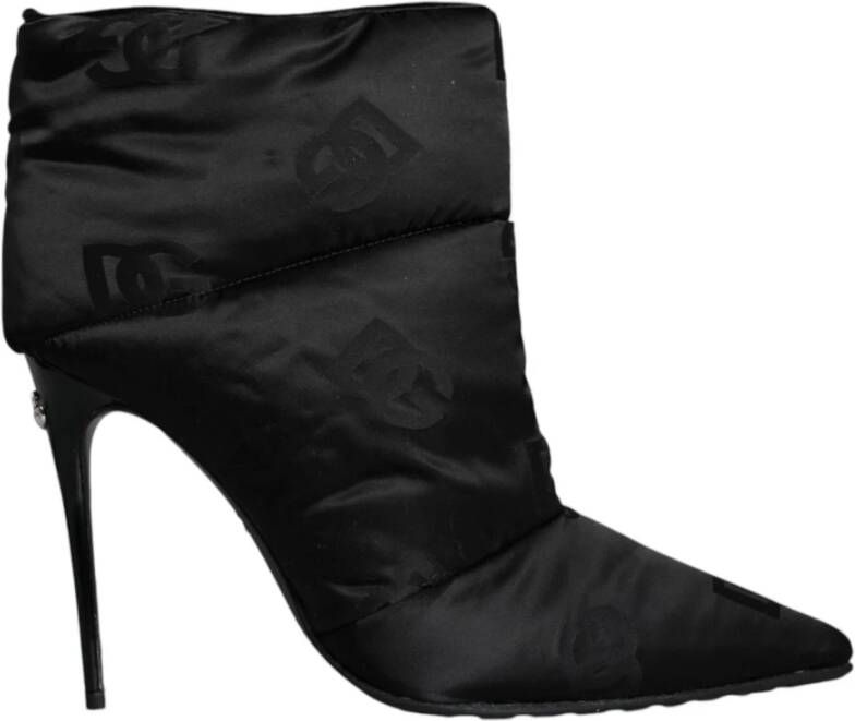 Dolce & Gabbana Zwarte Stiletto Enkellaarzen Leren Zool Black Dames