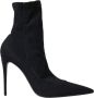 Dolce & Gabbana Zwarte Stiletto Heels Denim Enkellaarsjes Black Dames - Thumbnail 1