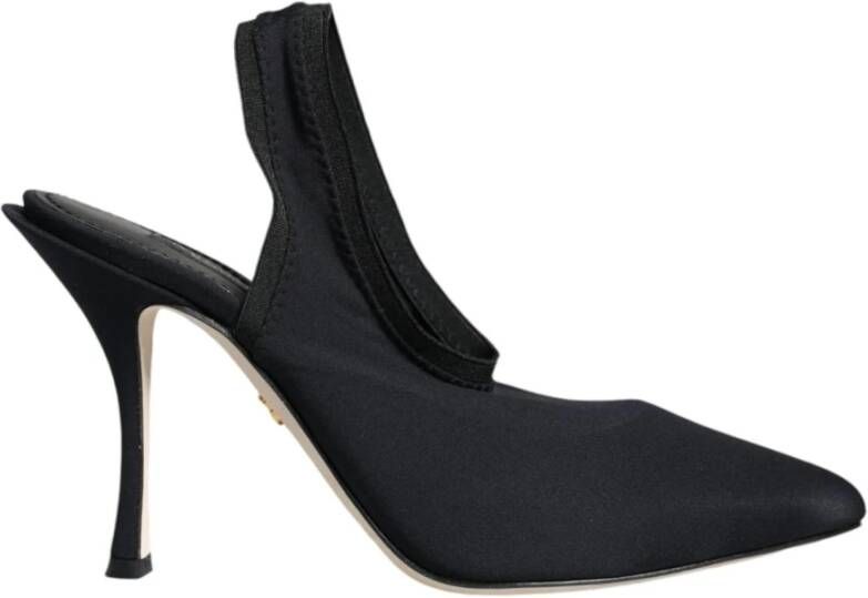 Dolce & Gabbana Zwarte Stretch Slingback Hakken Black Dames