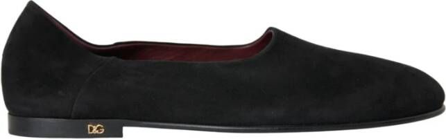 Dolce & Gabbana Zwarte Suède Slip-On Formele Loafers Black Heren