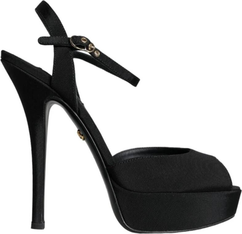 Dolce & Gabbana Zwarte Suède Plateauhakken Sandalen Black Dames