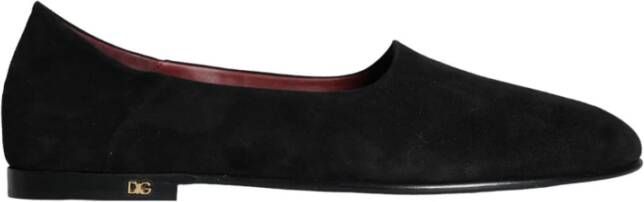 Dolce & Gabbana Zwarte Suède Slip-On Formele Loafers Black Heren