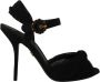 Dolce & Gabbana Zwarte Tule Stretch Enkelband Sandalen Black Dames - Thumbnail 13