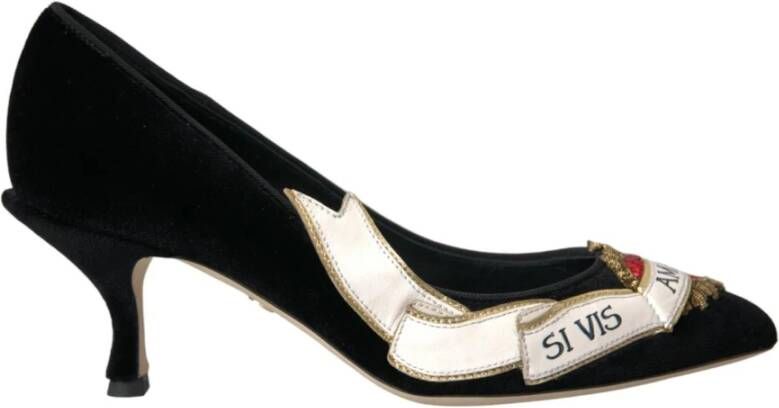 Dolce & Gabbana Zwarte Velvet Pumps Hoge Kwaliteit Comfort Black Dames