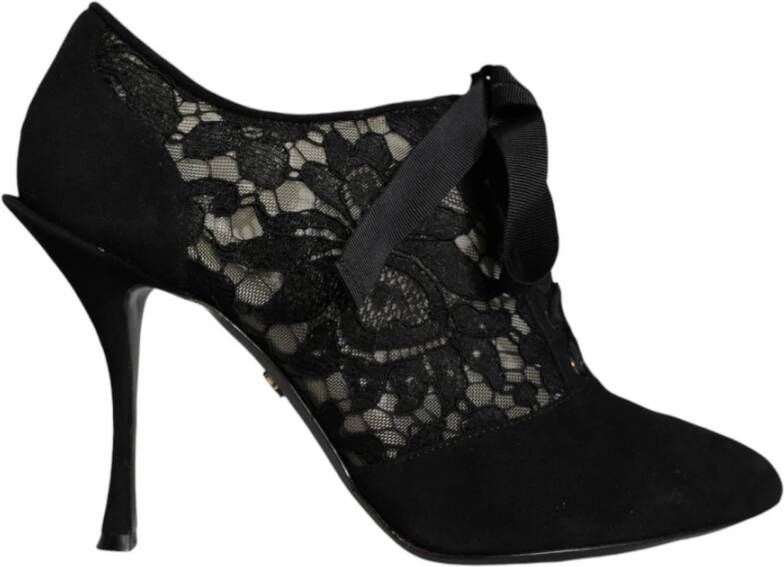 Dolce & Gabbana Zwarte Veterschoenen met Stretchhakken Black Dames