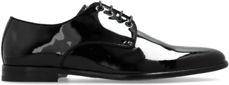 Dolce & Gabbana Zwarte Veterschoenen van Lakleer Black Heren