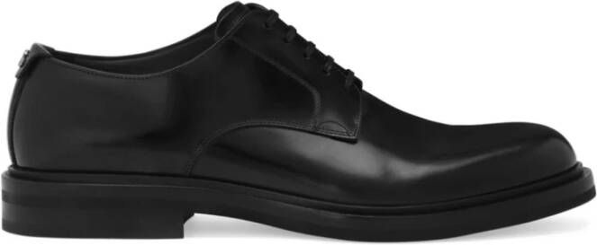 Dolce & Gabbana Zwarte platte schoenen Derby Spazzolato Black Heren