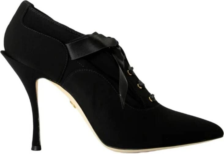 Dolce & Gabbana Zwarte Viscose Pumps met Vetersluiting Black Dames