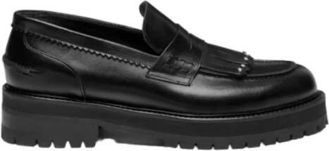 Dondup Zwarte Leren Loafers met Franje Black Dames