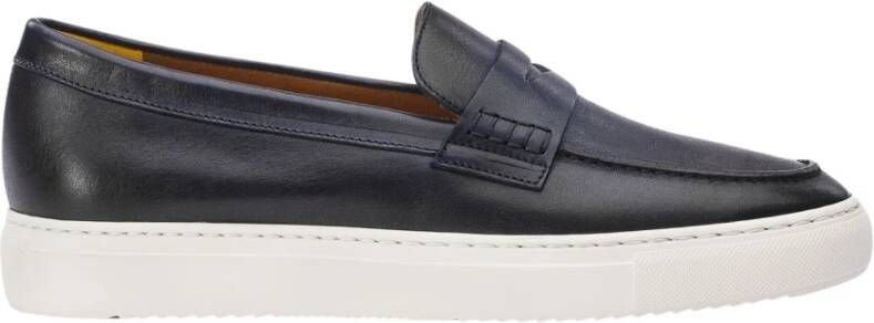 Doucal's Blauw Leren Rubberen Zool Loafer Blue Heren