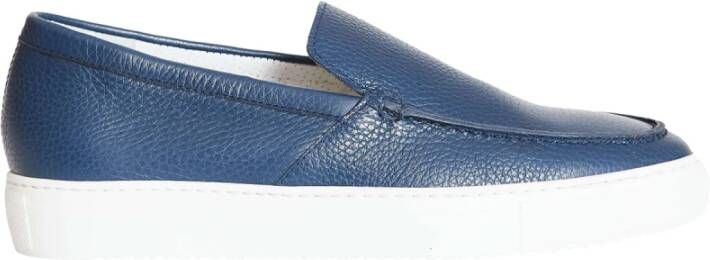 Doucal's Blauwe Leren Loafer Schoenen Blue Heren