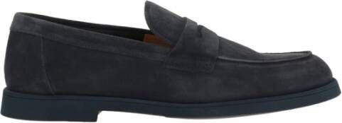 Doucal's Blauwe Suède Penny Loafer Schoenen Blue Heren