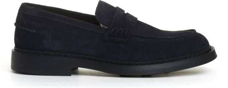 Doucal's Blauwe Suède Rubberen Zool Loafer Blue Heren