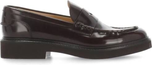 Doucal's Bruine Leren Loafers Ronde Neus Hak Brown Dames