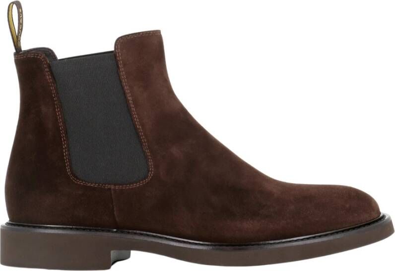 Doucal's Bruine Suède Chelsea Platte Schoenen Brown Heren